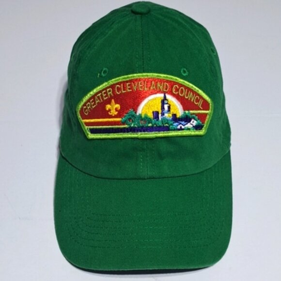 GREATER CLEVELAND COUNCIL HAT EMBROIDERED PATCH STRAP ADJUST GREEN CURVEBRIM CAP - Picture 2 of 7